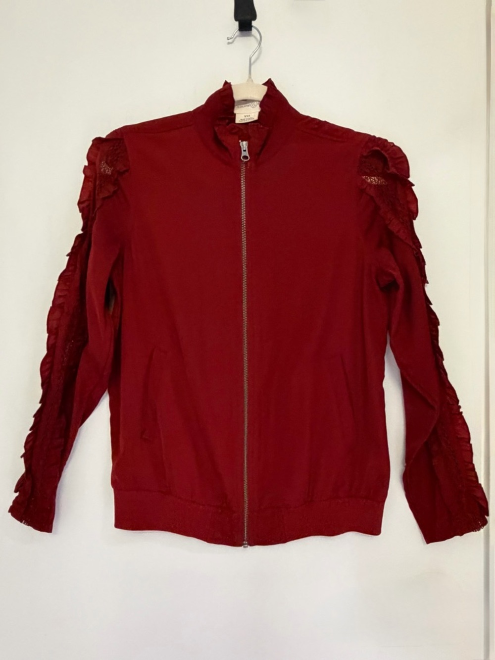 Treasure & Bond Red Ruffle-Trim Track Jacket - Picture 2 of 8